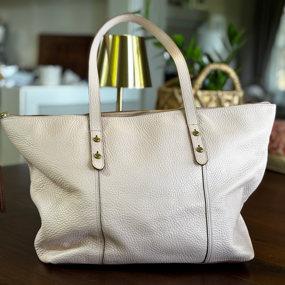 Fossil Blush Leather Shopper Tote Bag